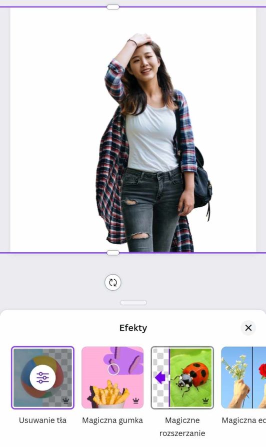 Teraz możesz łatwo usunąć tło canva za pomocą magicznych narzędzi - usuniwanie tła. 