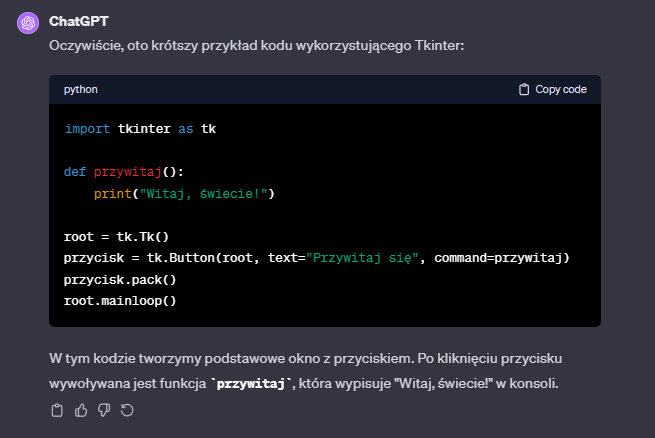 Uruchomienie Tkinter, nauka programowania, pomoc ChatGPT - zobacz, jak wszystko połączyć ze sobą. 