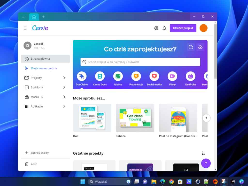 Pobierz Canva dla systemu Windows i korzystaj z aplikacji graficznej na komputerze. 