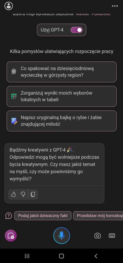 Oto Copilot dla Android, aplikacja i Chat od Microsoft pozwalająca prowadzić rozmowy z modelem GPT-4 i to za darmo!