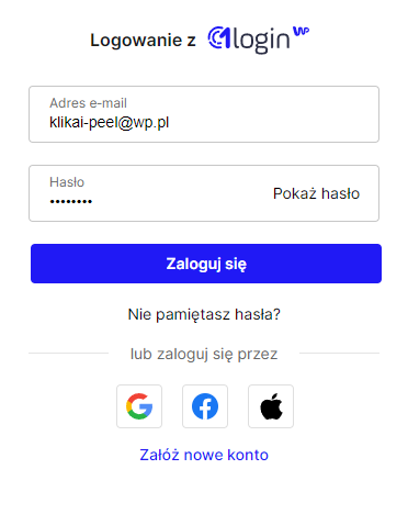 Logowanie do poczty WP za pomocą 1login