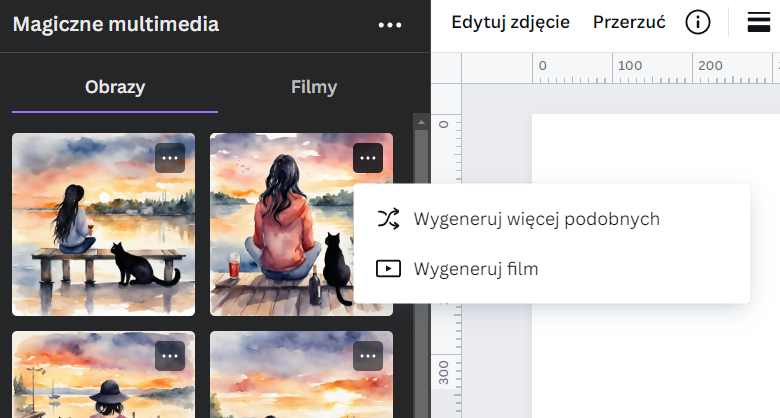 Wygenerowałeś obraz z tekstu? Teraz wygeneruj więcej podobnych lub zamień obraz na film. 
